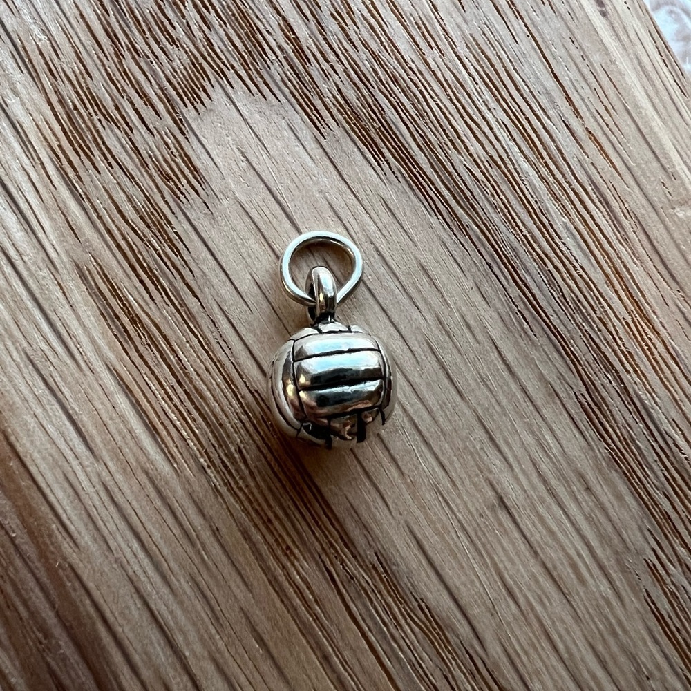 Teeny Tiny Micro Volleyball Charm Vintage NOS Unmarked Silver Tone